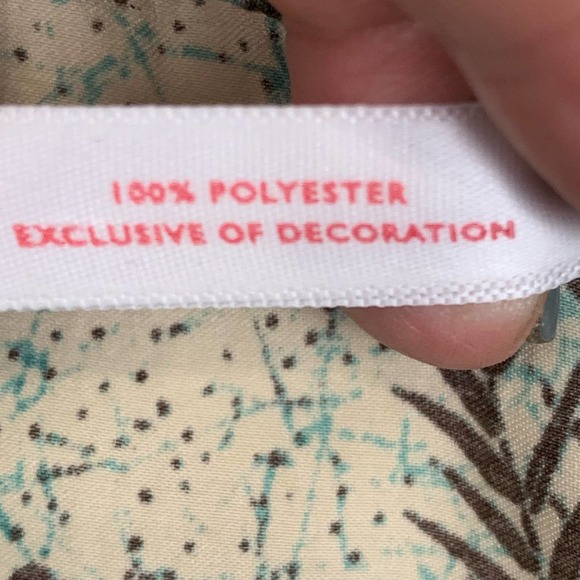 Elegant Beige and Teal Patterned Dress - Picture 9 of 10